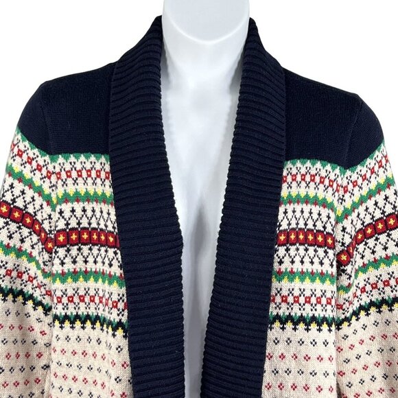 Talbots Womens L Fair Isle Shawl Collar Cardigan Sweater Soft Cozy Cotton Blend - Picture 6 of 16